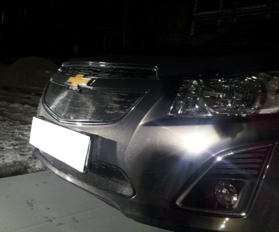 Защита радиатора "Standart" Chevrolet Cruze (2012-2015) верх, чёрная купить недорого с доставкой в Убинское