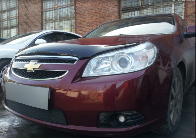 Защита радиатора "Standart" Chevrolet Epica (2006-2013) чёрная купить недорого с доставкой в Убинское