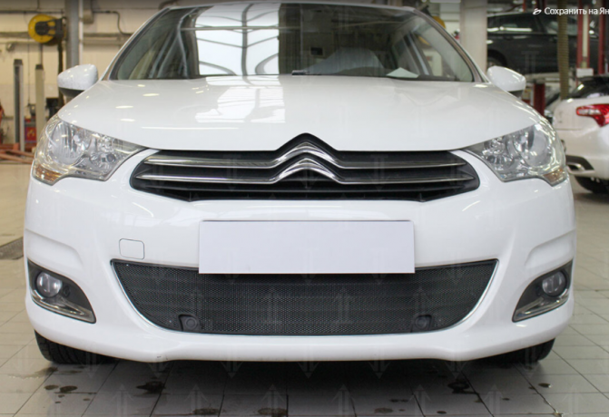 Защита радиатора "Standart" Citroen C4 (2010-2015) под парктроник, чёрная купить недорого с доставкой в Убинское