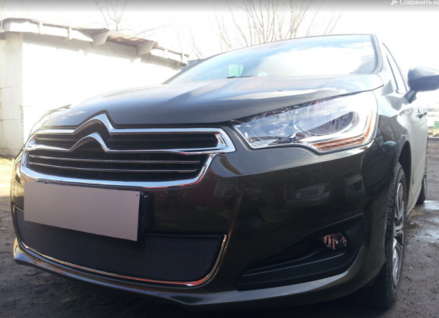 Защита радиатора "Standart" Citroen C4 седан (2013-2016) чёрная купить недорого с доставкой в Убинское