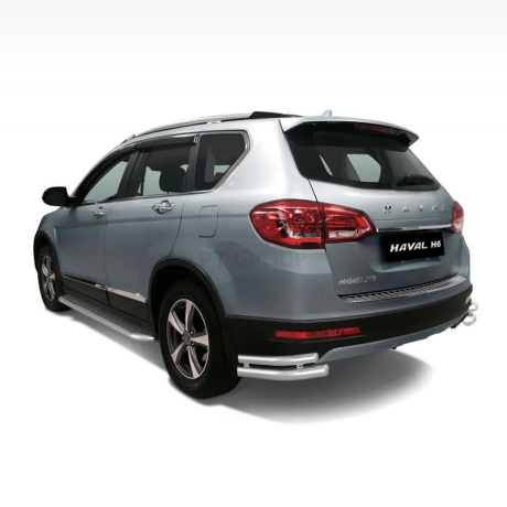 Защита заднего бампера двойная угловая d63/51мм (НПС) HAVAL H6 (2014-н.в.) купить недорого с доставкой в Убинское