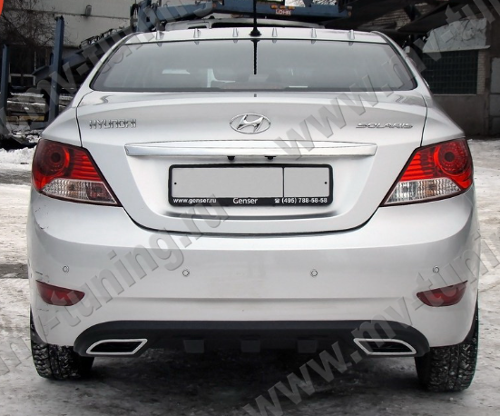 Диффузор заднего бампера var №2 (текстурный пластик) для Hyundai Solaris (2010-2013) купить недорого с доставкой в Убинское