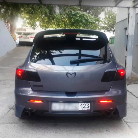 Накладки (клыки) на задний бампер Mazda 3, хэтчбэк (2003-2009), глянец купить недорого с доставкой в Убинское