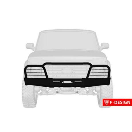силовой передний бампер f-design с площадкой под лебедку с защитными дугами для L@DA 4x4 (не окрашенный) купить недорого с доставкой в Убинское