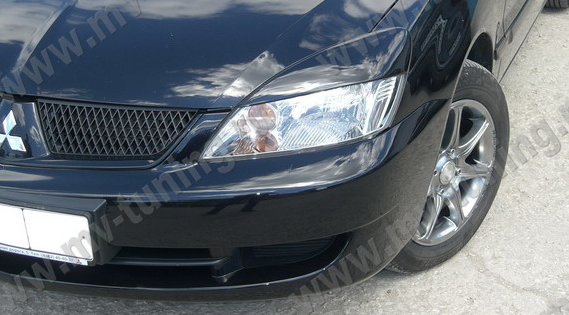 Накладки на фары (реснички) широкие var №2 для Mitsubishi Lancer IX (2004-2007) купить недорого с доставкой в Убинское
