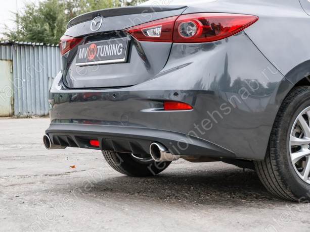 Диффузор заднего бампера var №2 (с килями) для Mazda 3 (2013-н.в.) купить недорого с доставкой в Убинское