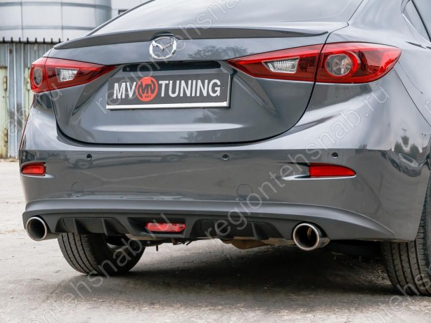Диффузор заднего бампера var №2 (с килями) для Mazda 3 (2013-н.в.) купить недорого с доставкой в Убинское