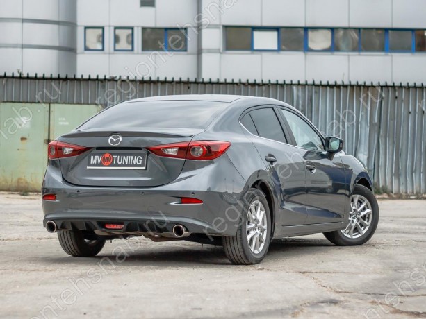 Диффузор заднего бампера var №2 (с килями) для Mazda 3 (2013-н.в.) купить недорого с доставкой в Убинское
