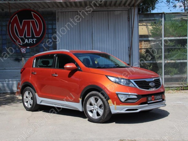 Накладки на пороги "JSW Style" для KIA Sportage (3rd) (2010-2016) купить недорого с доставкой в Убинское